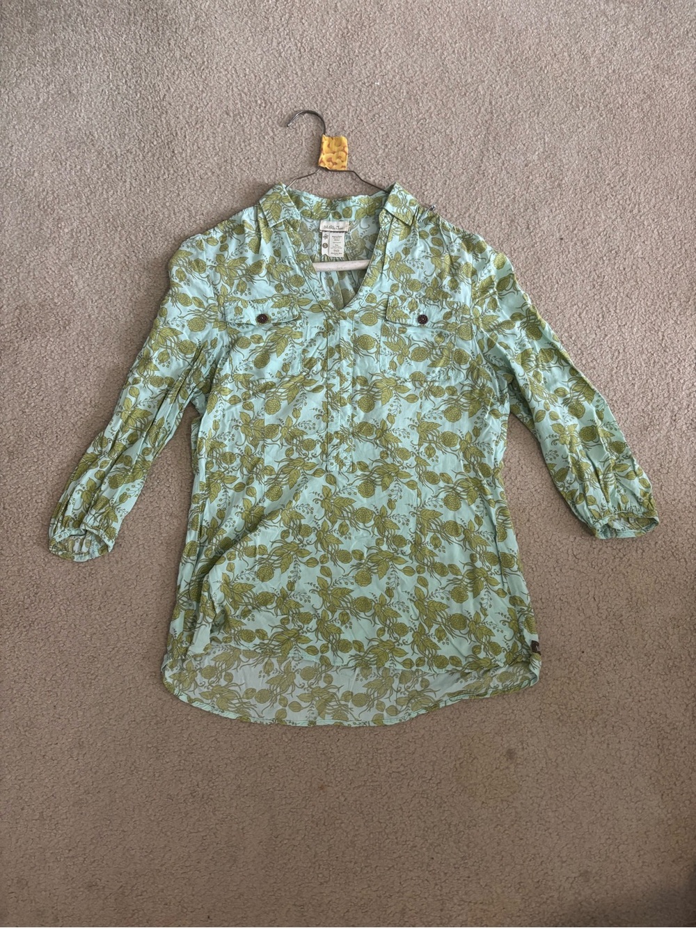 Matilda Jane Mint Green Floral Split-Neck Blouse